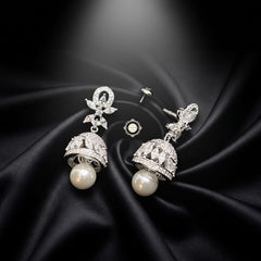 Sterling Silver Sparkling Moti Jhumki