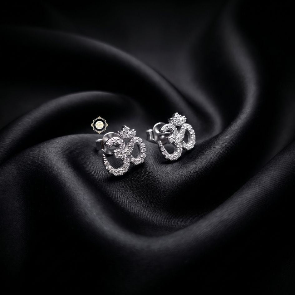 Sterling Silver Sparkling Om Earring