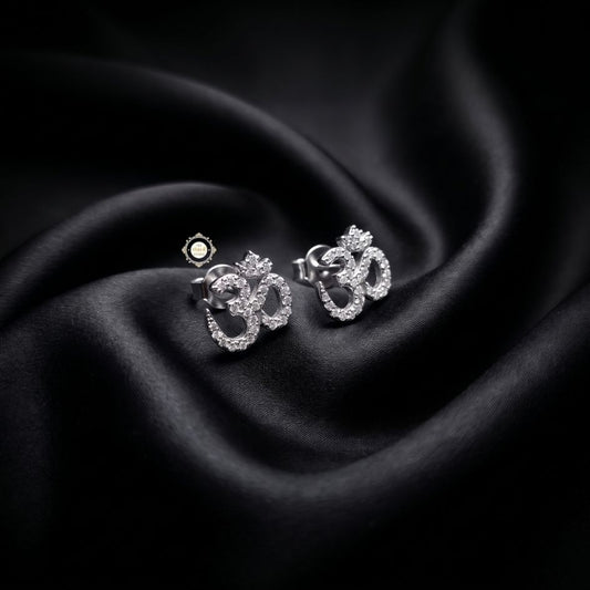 Sterling Silver Sparkling Om Earring