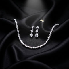 Sterling Silver Sparkling Celeste Tennis Necklace Set