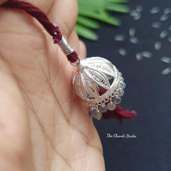 Sterling Silver Lumba Rakhi (Mehroon)