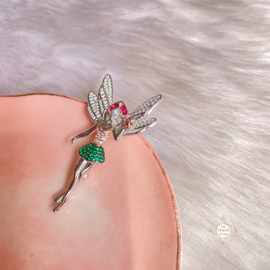 Sparkling Silver Twilight Wings Brooch