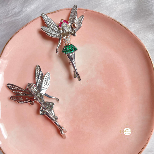 Sparkling Silver Twilight Wings Brooch