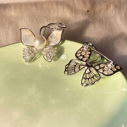 Sparkling Silver Butterfly Brooch