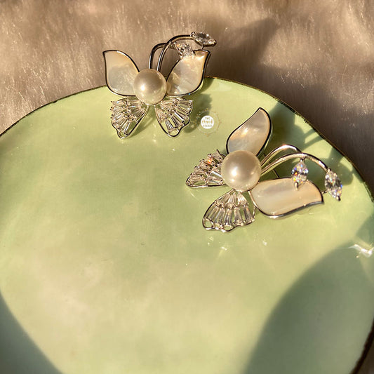 Sparkling Silver Butterfly Brooch