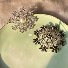 Sparkling Silver Flower Brooch