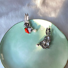 Sparkling Silver Rabbit Brooch