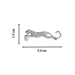 Sparkling  Silver Jaguar Brooch