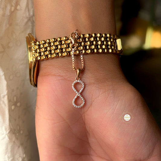 Sparkling Silver Rose Gold Infinity Charm