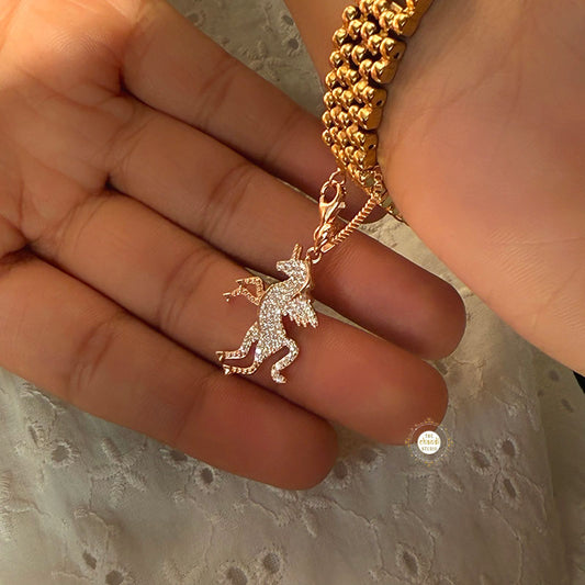 Sparkling Silver Rose Gold Mystic Unicorn Charm