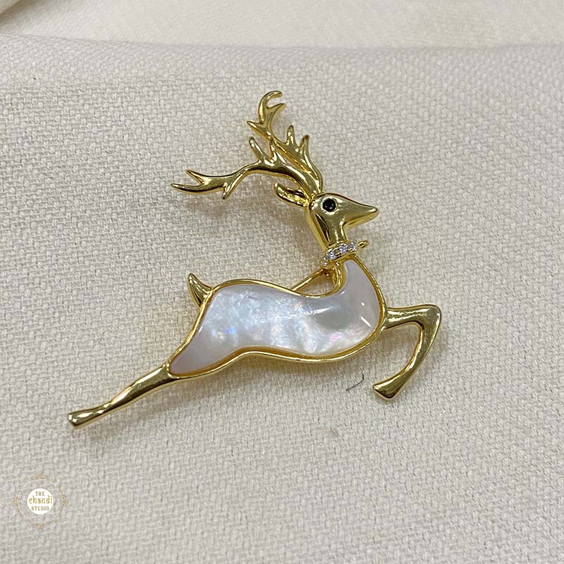 Buy gold-tone deer brooch