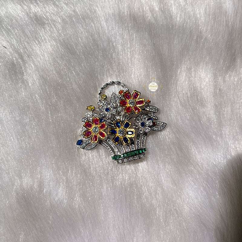 Sparkling Silver Phool Baagh Brooch