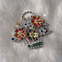 Sparkling Silver Phool Baagh Brooch