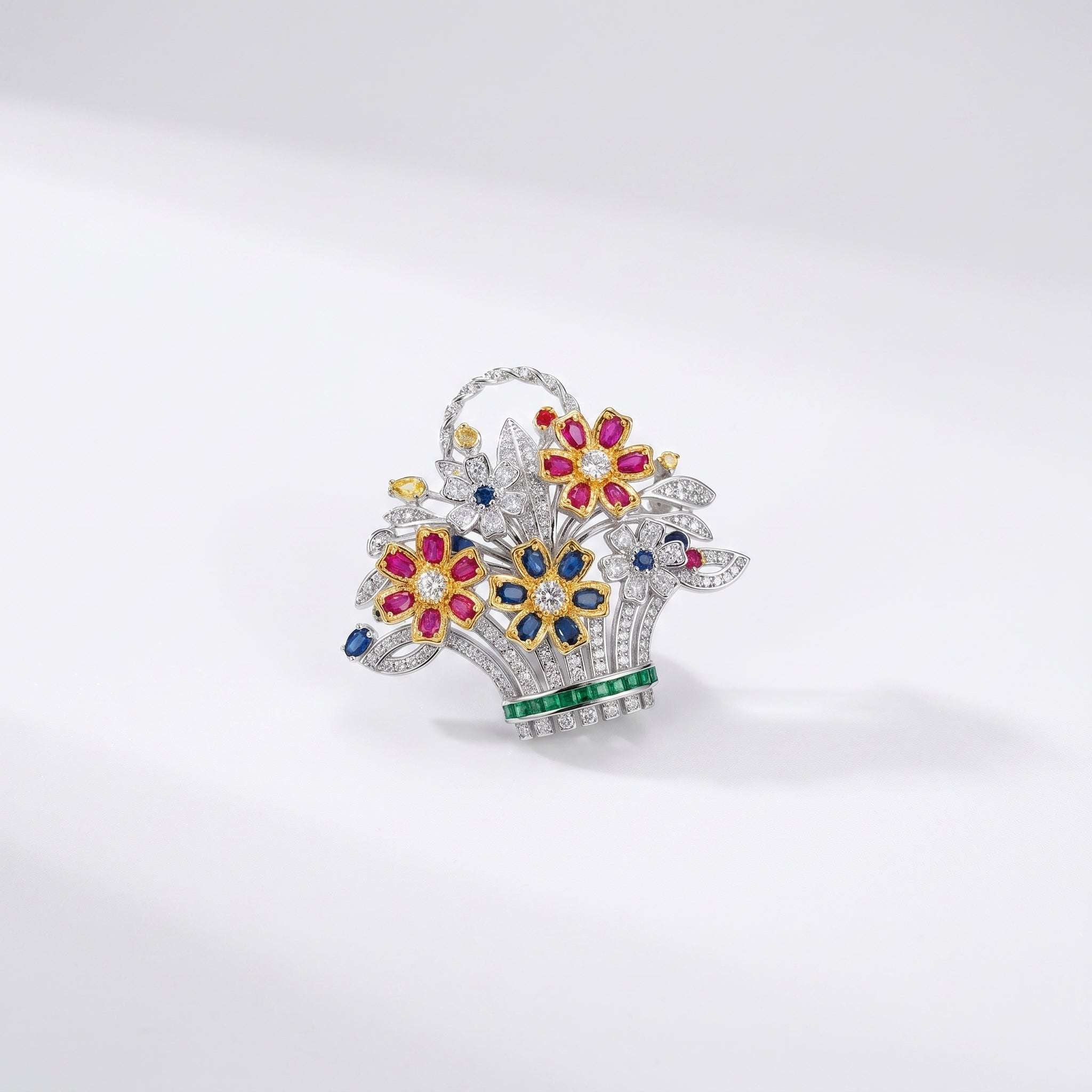 Sparkling Silver Phool Baagh Brooch