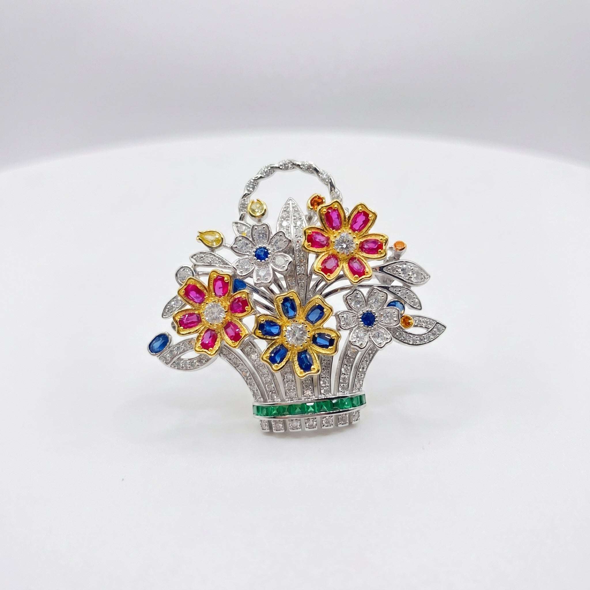 Sparkling Silver Phool Baagh Brooch