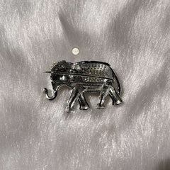 Sparkling Silver Elephant Brooch