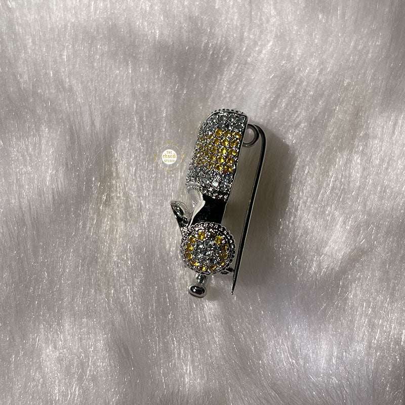 Sparkling Silver Elephant Brooch