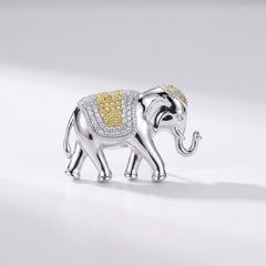 Sparkling Silver Elephant Brooch