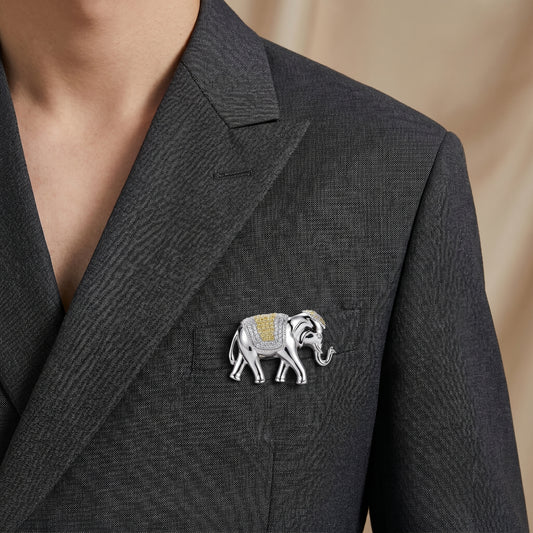 Sparkling Silver Elephant Brooch