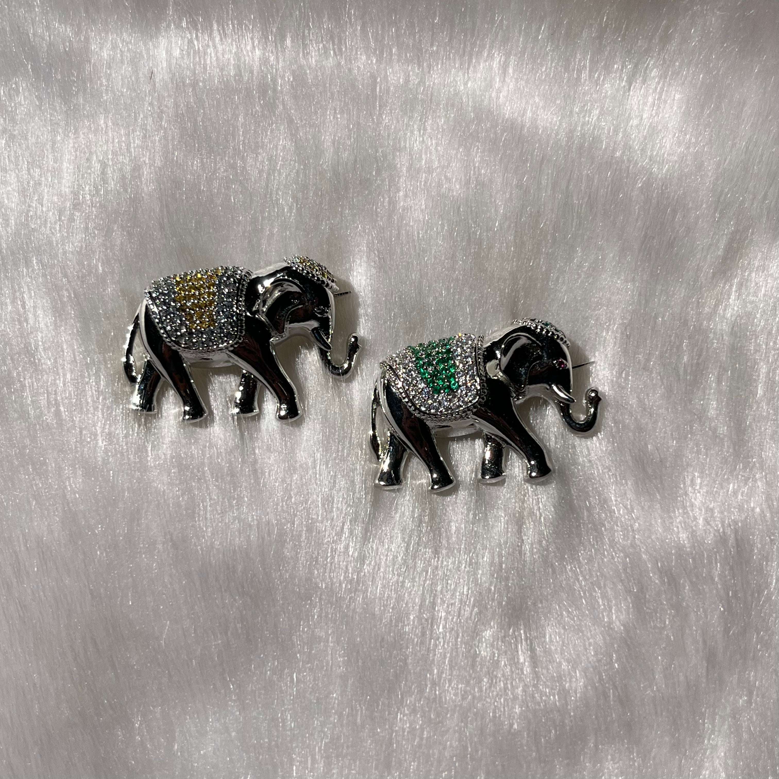 Sparkling Silver Elephant Brooch