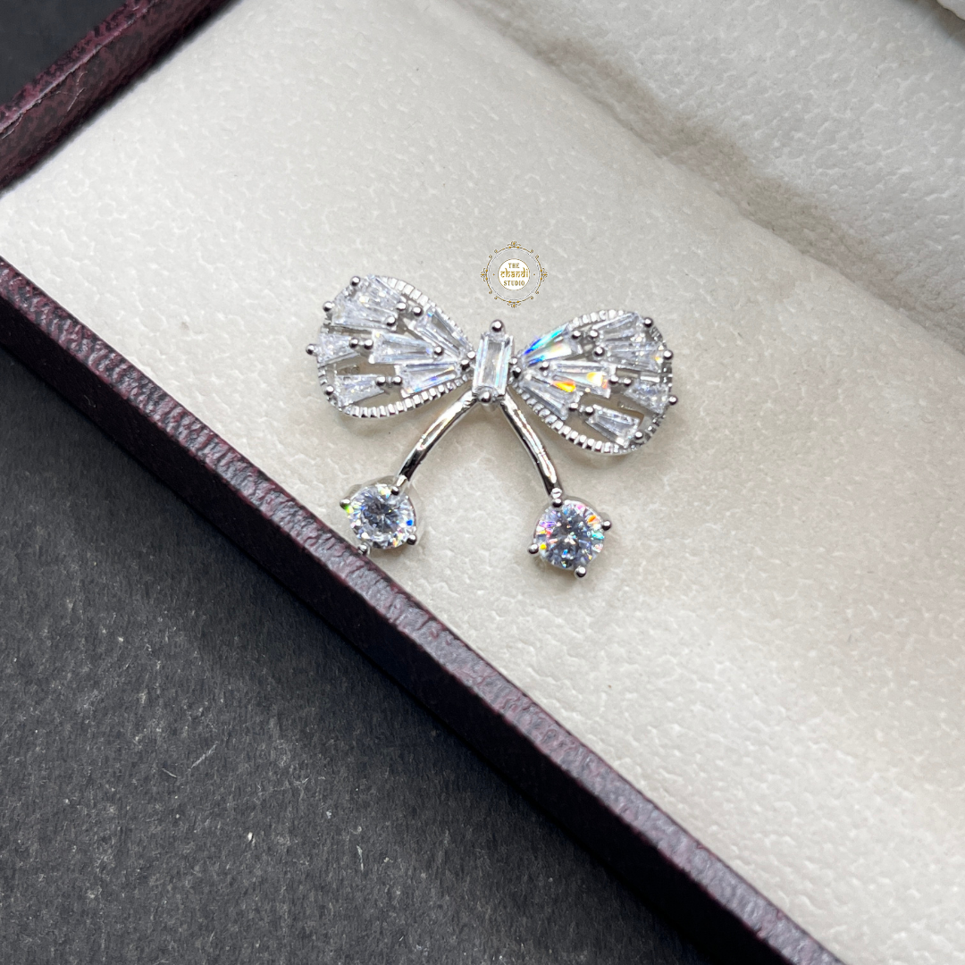 Sterling Sparkling Silver Bow Brooch