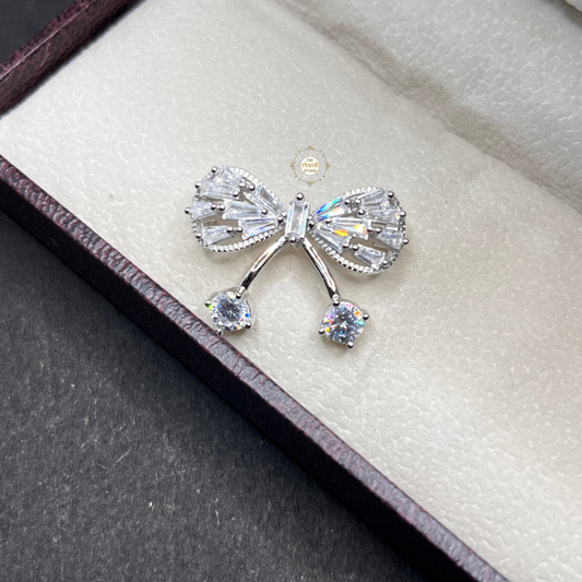 Sterling Sparkling Silver Bow Brooch
