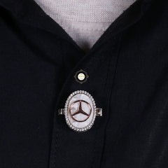 Sterling Silver Mercedes Button Clip