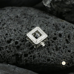 Sterling Silver Cubic Crown Button