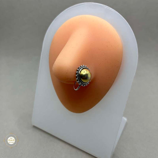 Sterling Silver Dual Tone Nose Pin (Clip On)