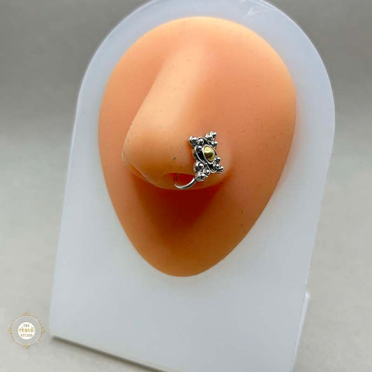 Sterling Silver Dual Tone Nose Pin (Clip On)