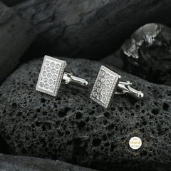 Sparkling  Silver Shimmer Stones Cufflinks