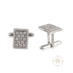 Sparkling  Silver Shimmer Stones Cufflinks