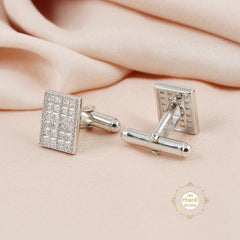 Sparkling Silver Orbit Spark Cufflinks