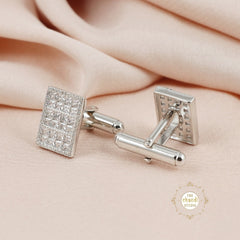 Sparkling Silver Dazzle Discs Cufflinks