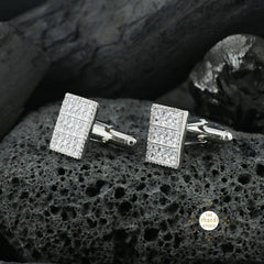 Sparkling Silver Dazzle Discs Cufflinks