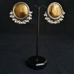 Sterling Silver Dual Tone Pearl Earring