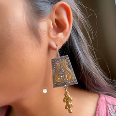 Sterling Silver Peacock Ghungroo Earring Dual Tone