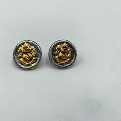 Antique Silver Lord Ganesh Studs Dual Tone Earring