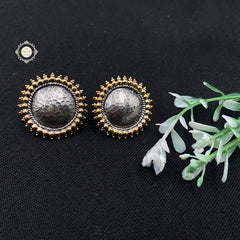 Rozana Hammered Studs Dual Tone