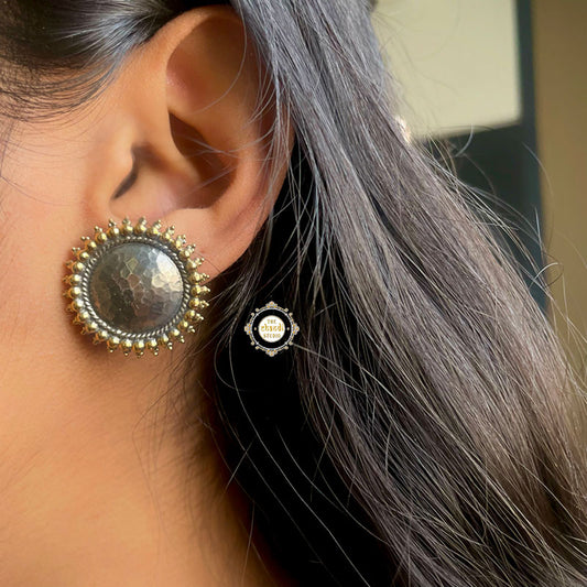 Rozana Hammered Studs Dual Tone