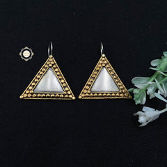 Trikona Earrings Dual Tone