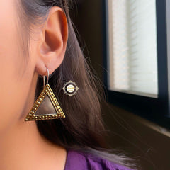 Trikona Earrings Dual Tone