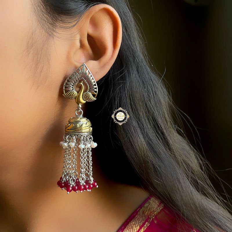 Majestic Peacock Chitai Jhumki Dual Tone