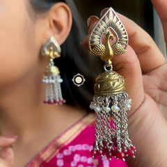 Majestic Peacock Chitai Jhumki Dual Tone