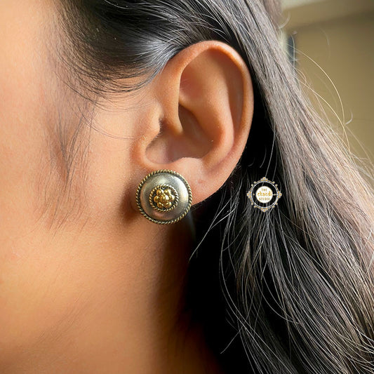 Rozana Round Studs Dual Tone