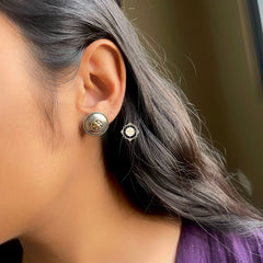 Rozana Round Studs Dual Tone