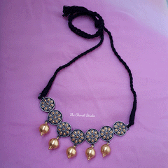 Dual Tone Round Flower Ball Drop Necklace Set