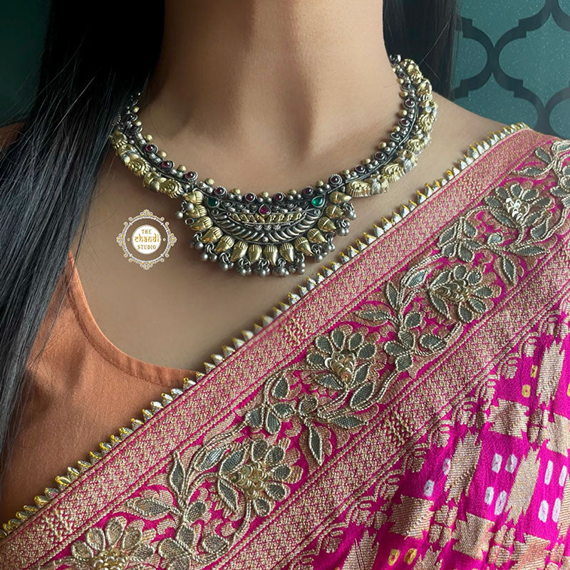 Dual Tone Chaand Peacock Necklace Set – The Chandi Studio
