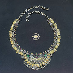 Dual Tone Chaand Peacock Necklace Set