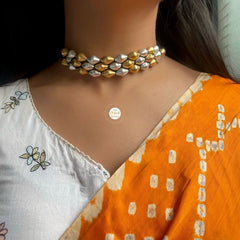 Sadabahar Dholki Bead Dual Tone Necklace